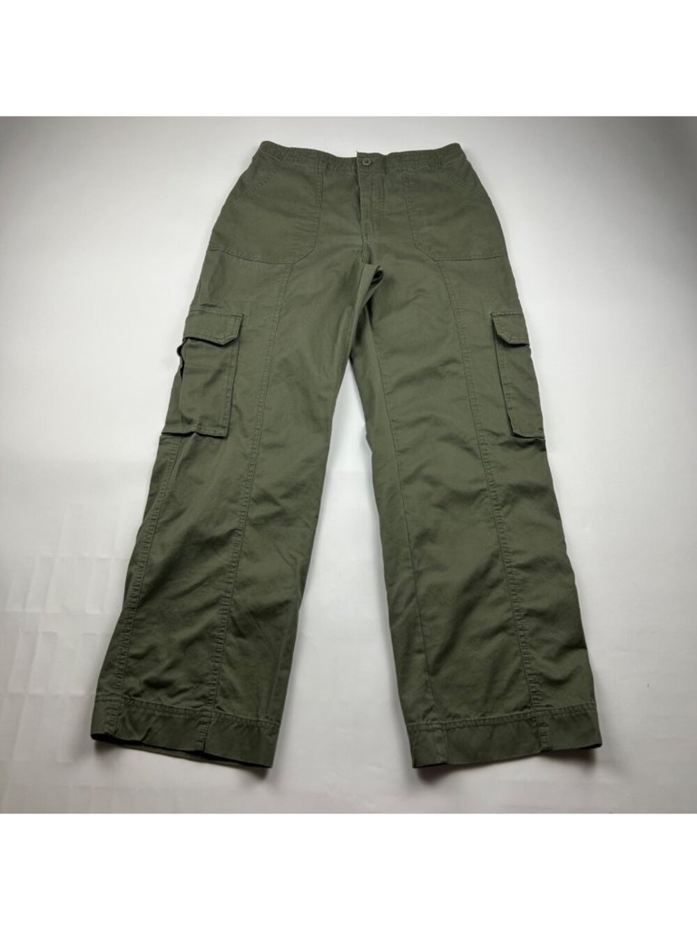 Abercrombie & Fitch Green Canvas Wide Leg Cargo Pant 6